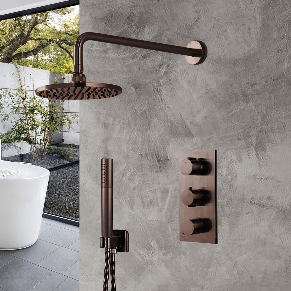 FontanaShowers Thermostatic Light Oil Rubbed Bronze Rainfall Shower Set